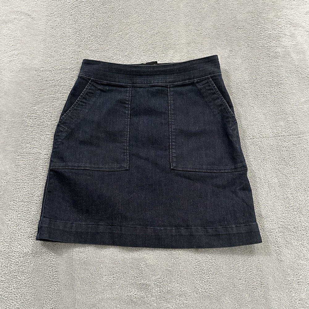 LOFT Jean Denim Mini Skirt Women 0P Dark Blue Tight Pockets Y2K 90s Boho